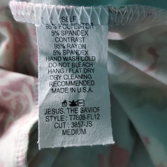 Reb & J Maxi Dress Vintage Floral Aqua  Green Red Elastic Waist NWOT Medium - Picture 16 of 16